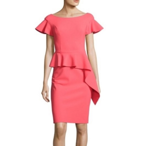 🌺TERI JON🌺CASCADING PEPLUM CAP SLEEVE DRESS🌺